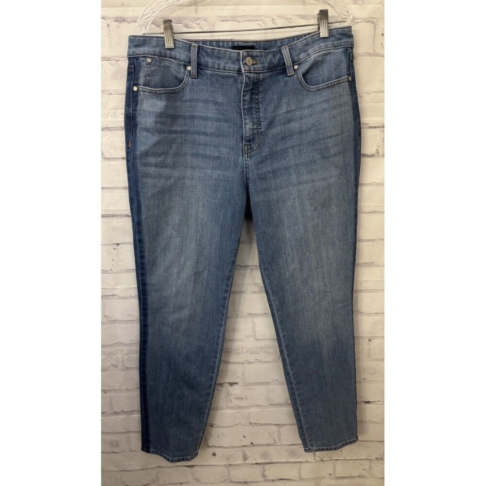 Talbots Slim Ankle Blue Jeans Size 14 Mid Rise Panama Wash‎ Stretch